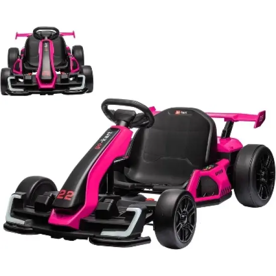 24V Electric Go Kart for Kids, with 2 * 150W Motors, Adjustable Seat, 8mph Speed, Led Lights, for Children Ages 6-15 image {10}
