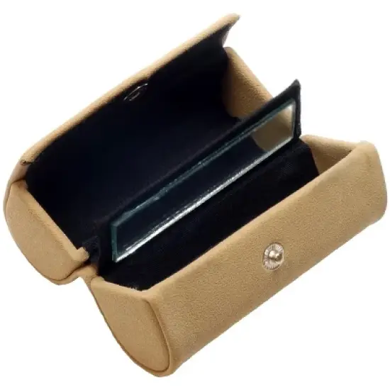 Speert Suede Mirror Double Lipstick Holder Pouch Snap Closure Grey or Tan Brown image {3}