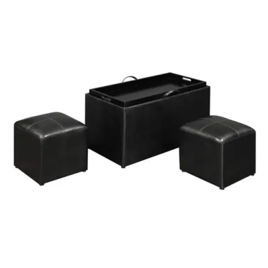 Sheridan Storage Bench w/2 Side Ottomans Black - Breighton Home image {6}