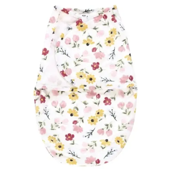 Hudson Baby Infant Girl Plush Faux Fur Swaddle Wrap, Soft Painted Floral, 0-3 Months image {2}