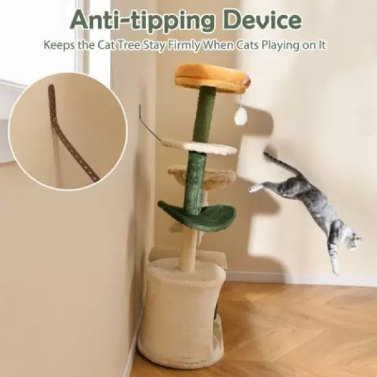 Tangkula 45" Tall Cat Tree Flower Multi-level Pet Activity Center Furniture w/Sisal Post image {6}