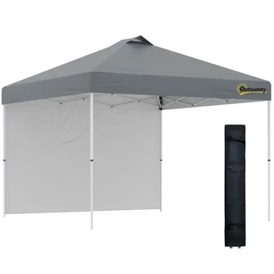 Outsunny 10' x 10' Pop Up Canopy Tent with 1 Sidewall, Carry Bag, Adjustable Height, Instant Shelter Tent for Backyard, Garden, and Patio image {8}