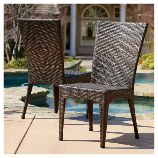 Brooke Set of 2 Wicker Patio Chairs - Multi Brown - Christopher Knight Home image {1}