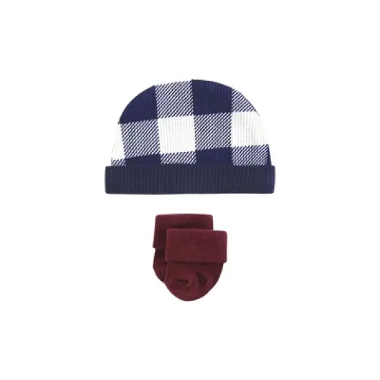 Hudson Baby Boys Thermal Preemie Layette Set 4pc Short Sleeve Outfit, Navy Plaid, Preemie image {2}