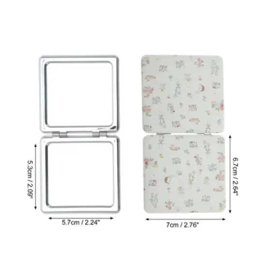 Unique Bargains Floral Makeup Mirror White 1 Pc image {1}