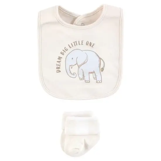 Hudson Baby Cotton Bib and Sock Set, Little Peanut, One Size image {4}