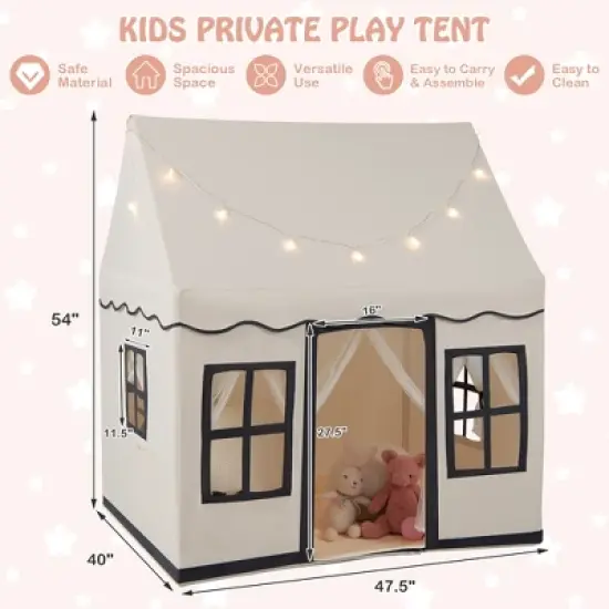 Costway Kids Play Castle Tent Large Playhouse Toys Gifts w/ Star Lights Washable Mat image {8}