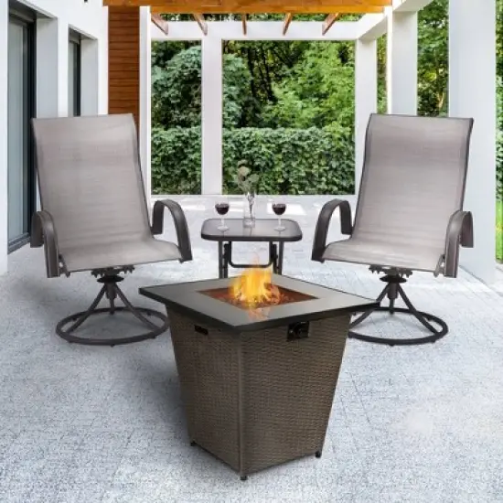 30" Outdoor Propane Gas Square Fire Table Espresso - Teamson Home image {8}