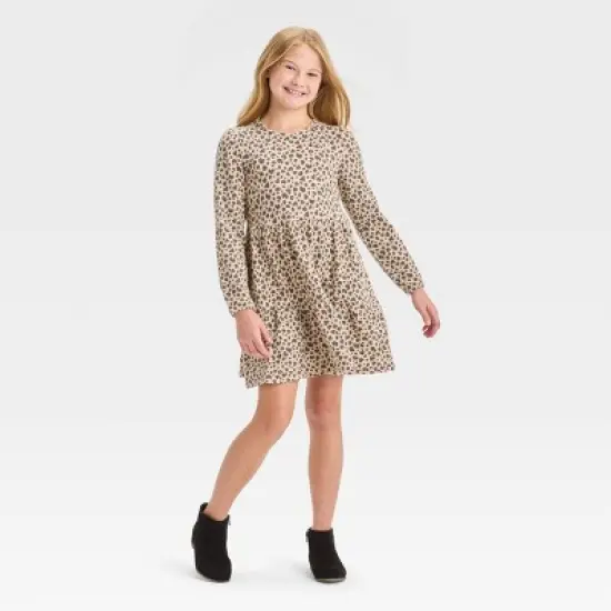 Girls' Long Sleeve Cozy Tiered Dress - Cat & Jack&trade; image {2}