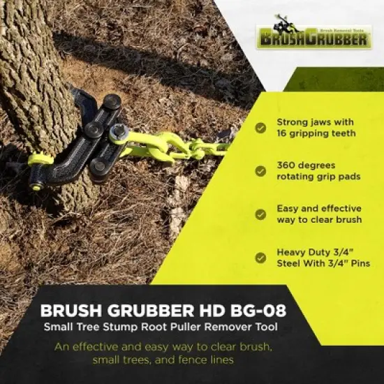 Brush Grubber Heavy Duty Steel 360 Degree Tree Stump Remover Tractor and ATV Attachment for Brush Trees and Small Trees, Green image {2}
