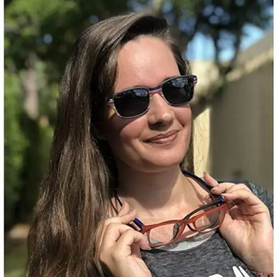 Magz Astoria Magnetic Front Connecting Reading OR Blue Light Glasses OR Transition Photochromic in Matte Orange image {5}