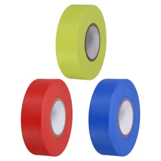 Unique Bargains PVC Non-Adhesive Durable Flagging Tapes for Trail Outdoor Red/Blue/Yellow 3 Pcs 1"x147' image {5}