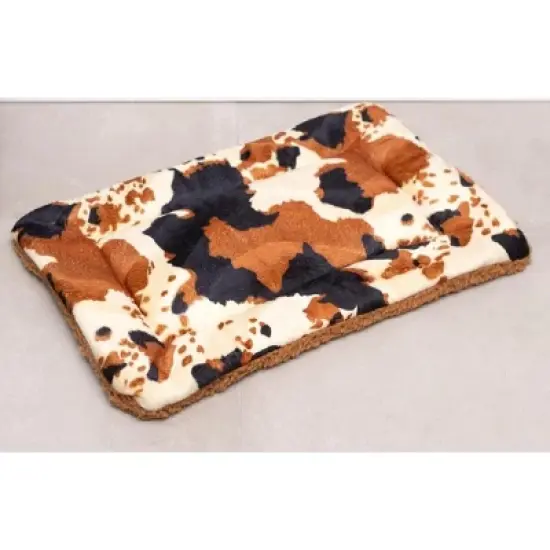 Mutts & Mittens, Inc. Premium Flat Bed- Tan Cow Velboa (22x32) image {1}
