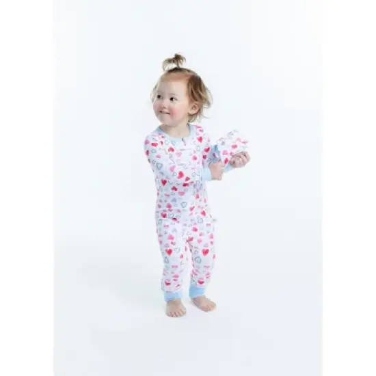 Sleep On It Infant Girls Scribble Hearts Zip-Front Coverall Pajama image {2}