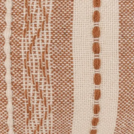 18x18" Hand Woven Rust Geo Stripe Outdoor Pillow Polyester With Polyester Fill by Foreside Home & Garden image {2}