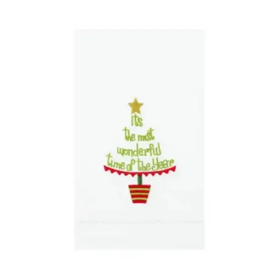 C&F Home Christmas Tree Motif "It's The Most Wonderful Time of the Year" 100% Cotton Guest Towel image {2}