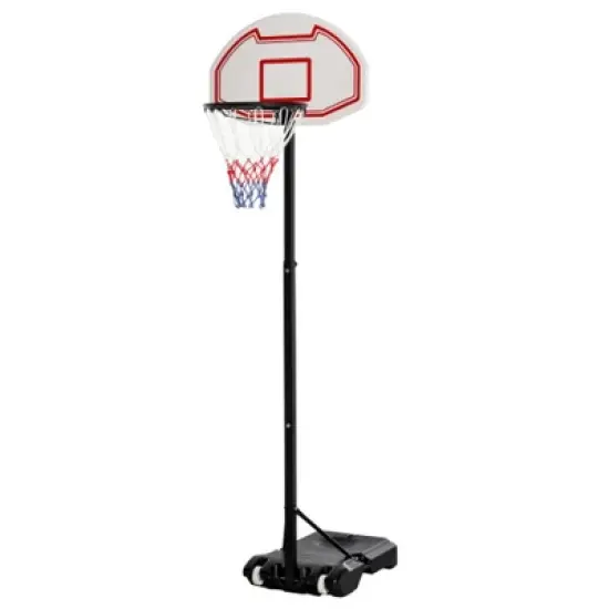YONWAY Portable Basketball Hoop Stand, 5.1-6.9ft Height-Adjustable Basketball System with 29'' Backboard and Wheels for Indoor and Outdoor, White image {6}