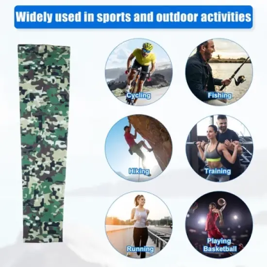 Unique Bargains Basketball Sports Camouflage Cooling Arm Elbow Compression Sleeve Green Blue Gray White 1 Pair image {1}