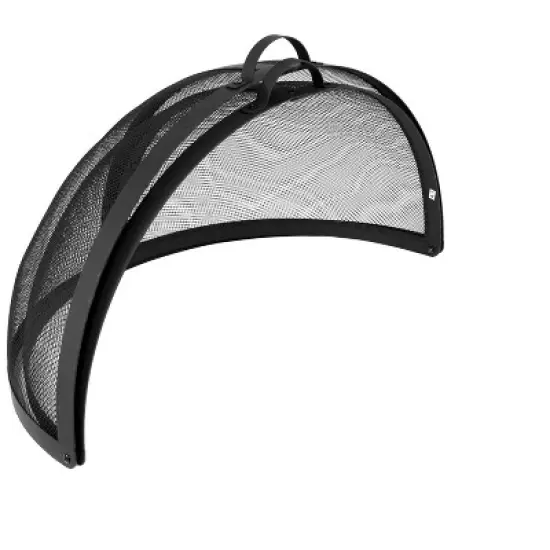 Sunnydaze Outdoor Heavy-Duty Steel Mesh Round Easy-Opening Camp Fire Pit Spark Screen Lid with Hinged Door -  Black image {7}
