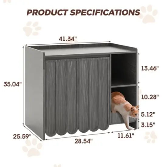 Cat Litter Box Enclosure, Hidden Litter Box Furniture with Removable Litter Collector image {1}