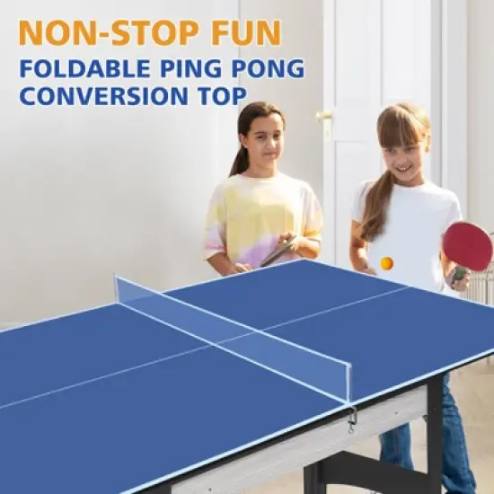 SEVOBAL Table Tennis Accessories 6ft Ping Pong Conversion Top Foldable Portable for Indoor Games, Blue, 35"*19"*3.1" image {4}