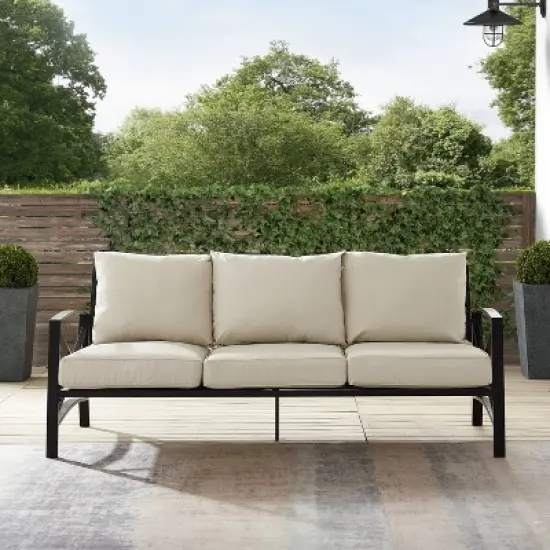 Kaplan Outdoor Metal Sofa Oil Rubbed Bronze with Cushions - Crosley image {7}