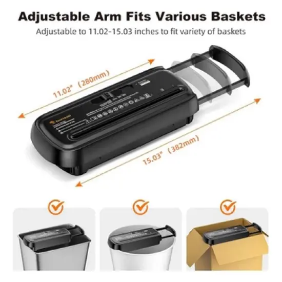 Bonsaii 6-Sheet Strip Cut Lightweight Portable Paper Shredder, 2.4 Gal Wastebasket, Extendable Arm Design with Overheat Protection image {5}