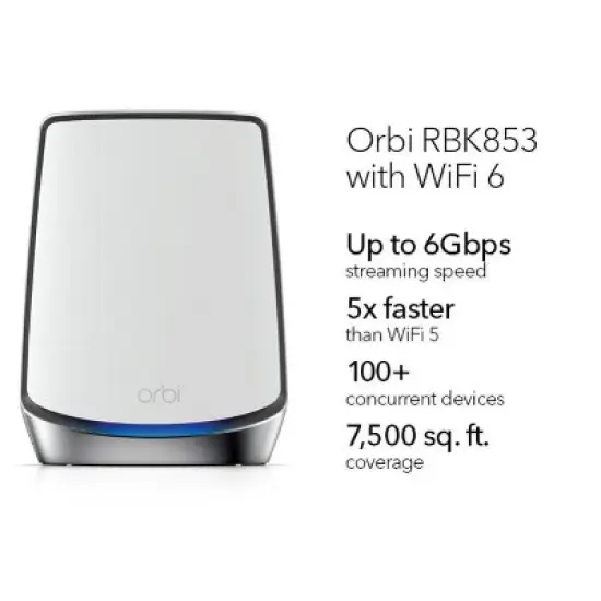Netgear RBK853-100NAR RBK853 AX6000 Wireless Tri-Band Gigabit Mesh Wi-Fi System (3-Pack) - Certified Refurbished image {3}