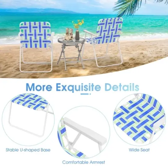 Tangkula 4pcs Folding Beach Chair Camping Lawn Webbing Chair Lightweight 1 Position Blue image {7}