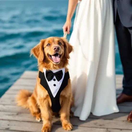 Unique Bargains Dog Tuxedo for Wedding Black White 1 Pc image {5}