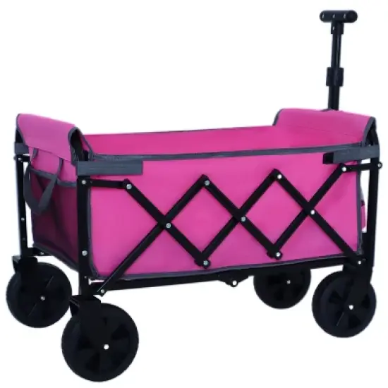 Expandable Dual-Layer Utility Wagon with 100% Extra Space - Grocery CartPink image {6}