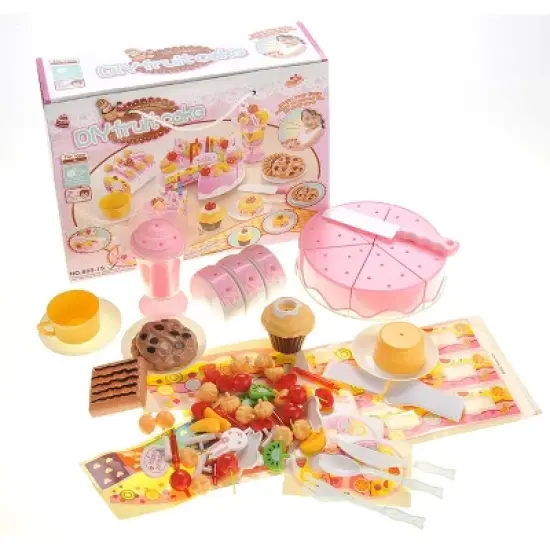 Link Worldwide 75pc Deluxe Birthday Cake Pretend Play Toy Set - Perfect For Girls and Boys - Pink image {1}