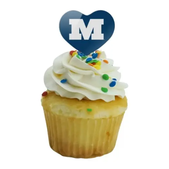 Millikin University Primary Logo Heart Love Cupcake Picks Toppers Decoration Set of 6 image {4}