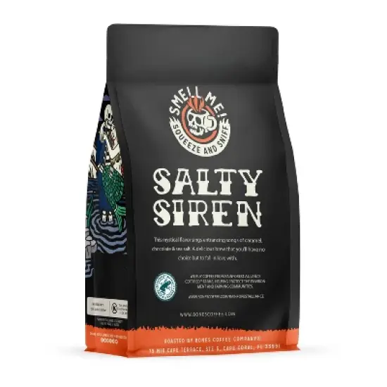 Bones Coffee Company Salty Siren Whole Coffee Beans Caramel Chocolate Flavor 12 oz Medium Roast (Whole Bean) image {1}