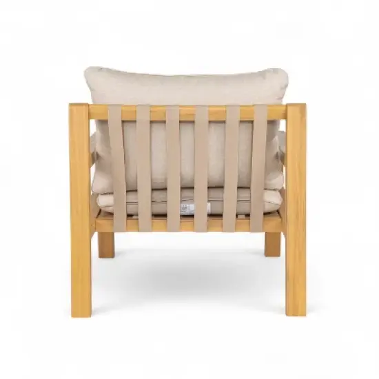 Christopher Knight Home Ihab Patio Rope Weave Acacia Wood Club Chair with Water-Resistant Cushion, Brown/Beige image {5}