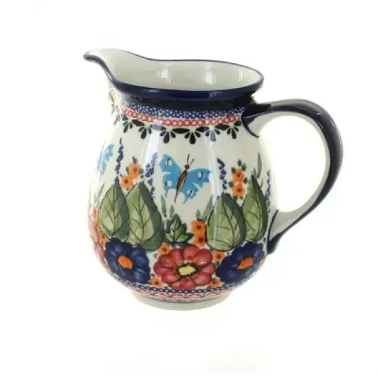 Blue Rose Polish Pottery 951 Zaklady Small Pitcher image {4}