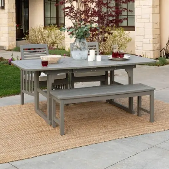 Ravenscroft 4pc Extendable Acacia Wood Outdoor Dining Set - Saracina Home image {5}