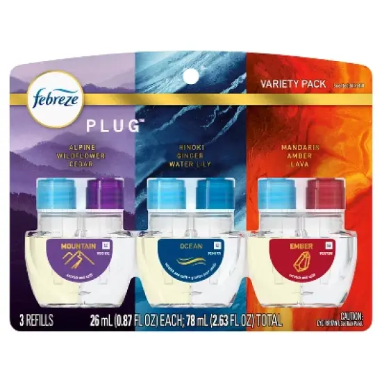 Febreze Plug Variety Pack Air Freshener - Elemental - 2.63 fl oz/3pk image {9}