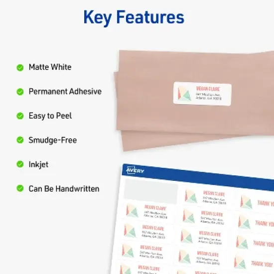 Avery Address Labels, 1" x 2-5/8", White, 1,500 Labels (8160) image {2}