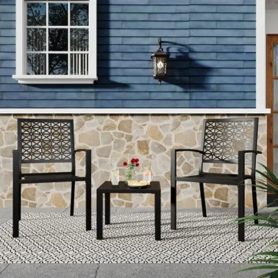 3-Piece Outdoor Bistro Set, Modern Patio Furniture Set with Chairs and Table for Lawn,Garden,Balcony image {4}