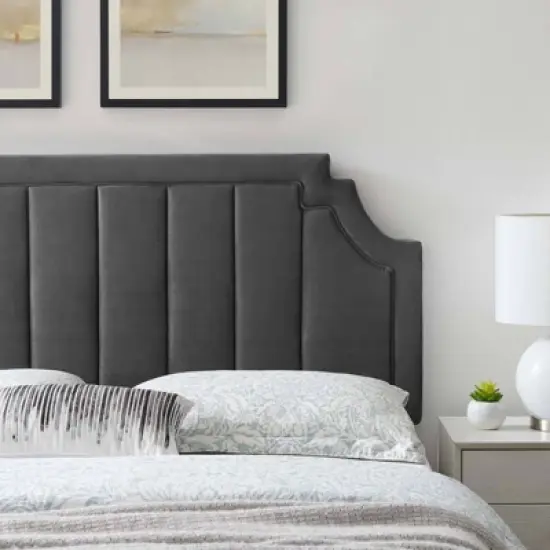 Full/Queen Alyona Channel Tufted Performance Velvet Headboard - Modway image {4}