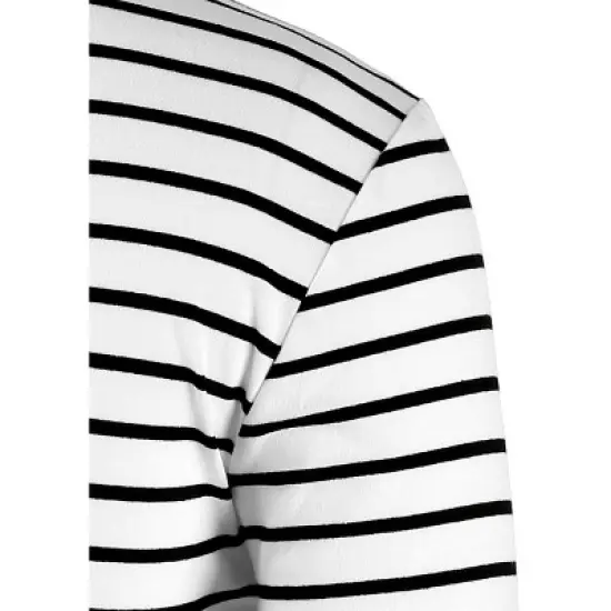 Lars Amadeus Men's Striped Crew Neck Long Sleeve Casual Cotton Pullover T Shirt image {2}