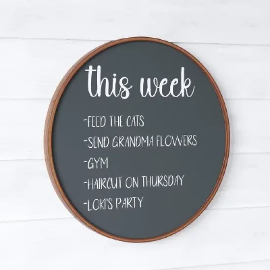Emma and Oliver Round Wall Mounted Magnetic Chalkboards with Eraser and Chalk image {3}