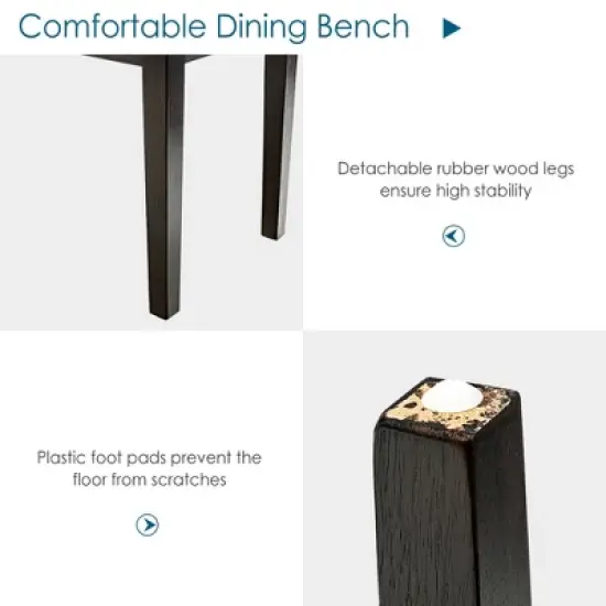 Costway Upholstered Dining Bench w/Padded Seat for Kitchen Bedroom Entryway Grey image {6}