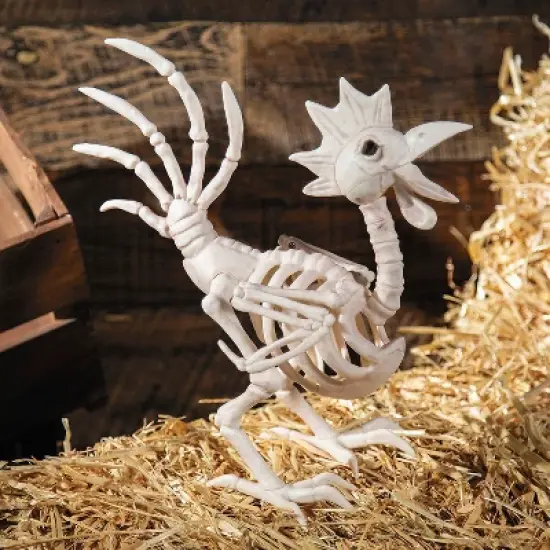 12 1/2" Rooster Skeleton Halloween Tabletop Decoration image {1}