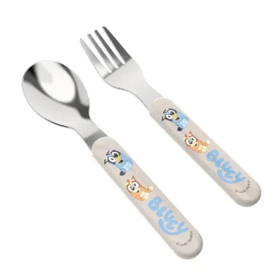 Zak Designs Bluey 2pc Bamboo and Plastic Kids Fork and Spoon Flatware Set: Toddler & Kids Utensils, Dishwasher-Safe image {2}
