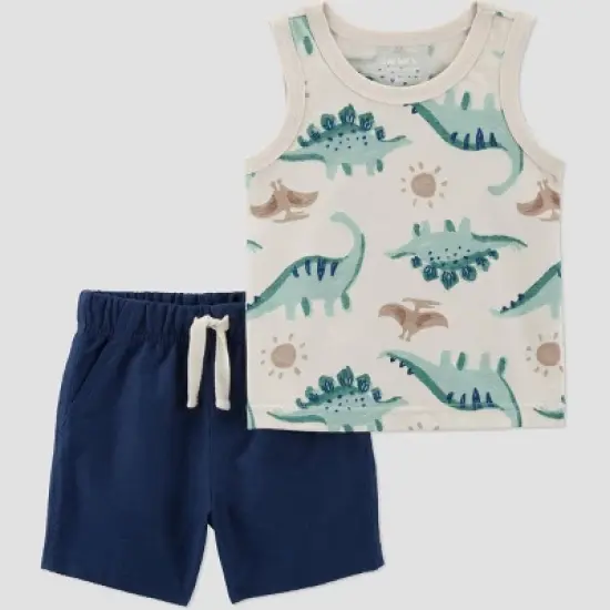 Carter's Just One You&reg; Baby Boys' Dino Top & Bottom Set - Green/Navy Blue image {3}