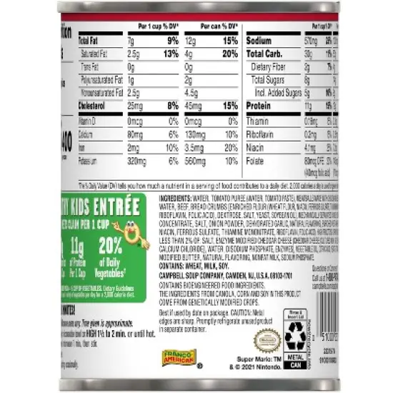 SpaghettiOs Super Mario Bros Canned Pasta with Meatballs- 15.6oz image {8}