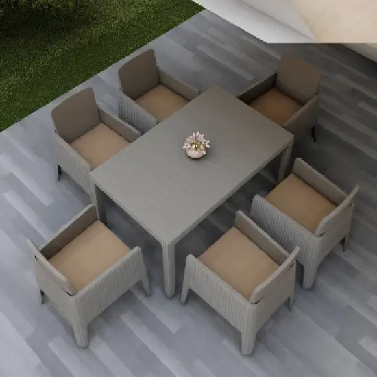 Lucca 7pc Dining Set with Cushions - Gray/Beige - DUKAP image {6}