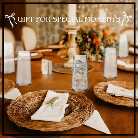 Artland Soho Optic 14.5 oz Double Old Fashion & 17.5oz Highball Glasses, 8-Piece Set, Modern Design Barware Glasses, Elegant Durable & Stylish Bar image {6}